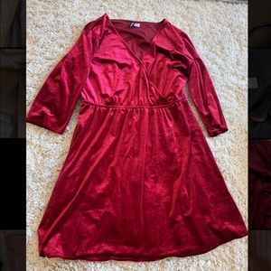 Divided Velvet Red Dress